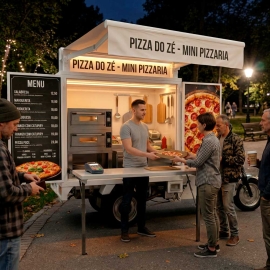 Food Truck Pizza Elétrico - Mini Food Truck Lucrativo